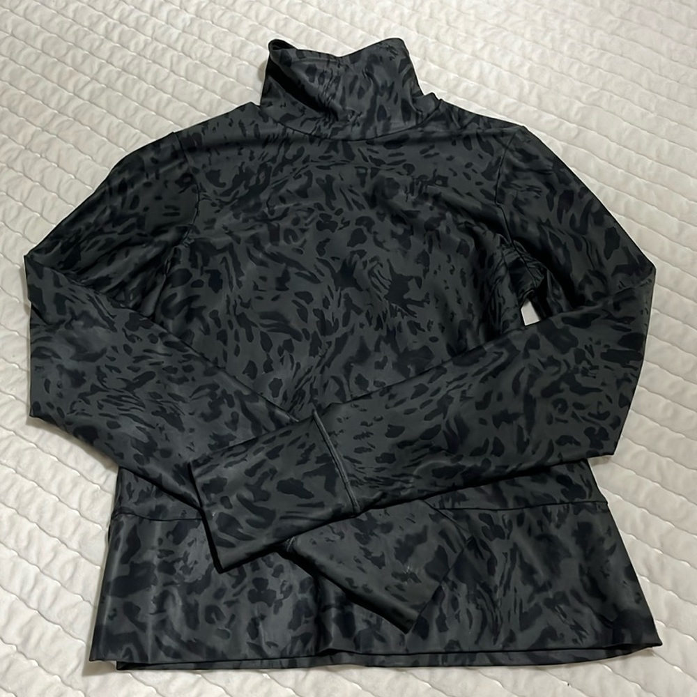 Calla stretch jacket, dark green with black leopard print, size M